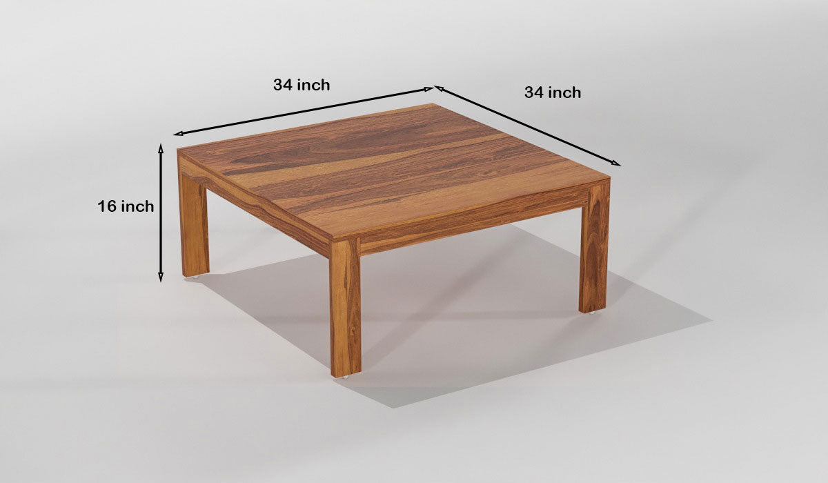 Handcrafted Solid Wood Coffee Table with Carved Ottoman Stools