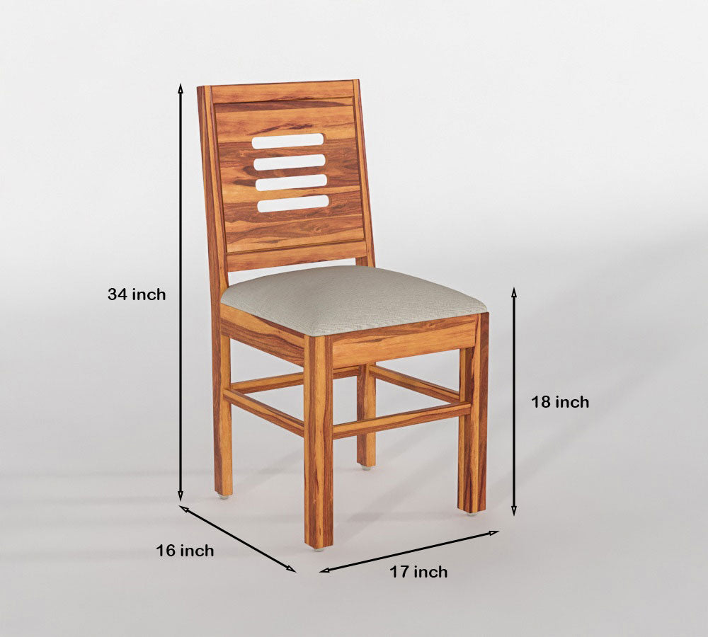 Solid Wood 6 Seater Dining Table Set with Cushioned Chairs