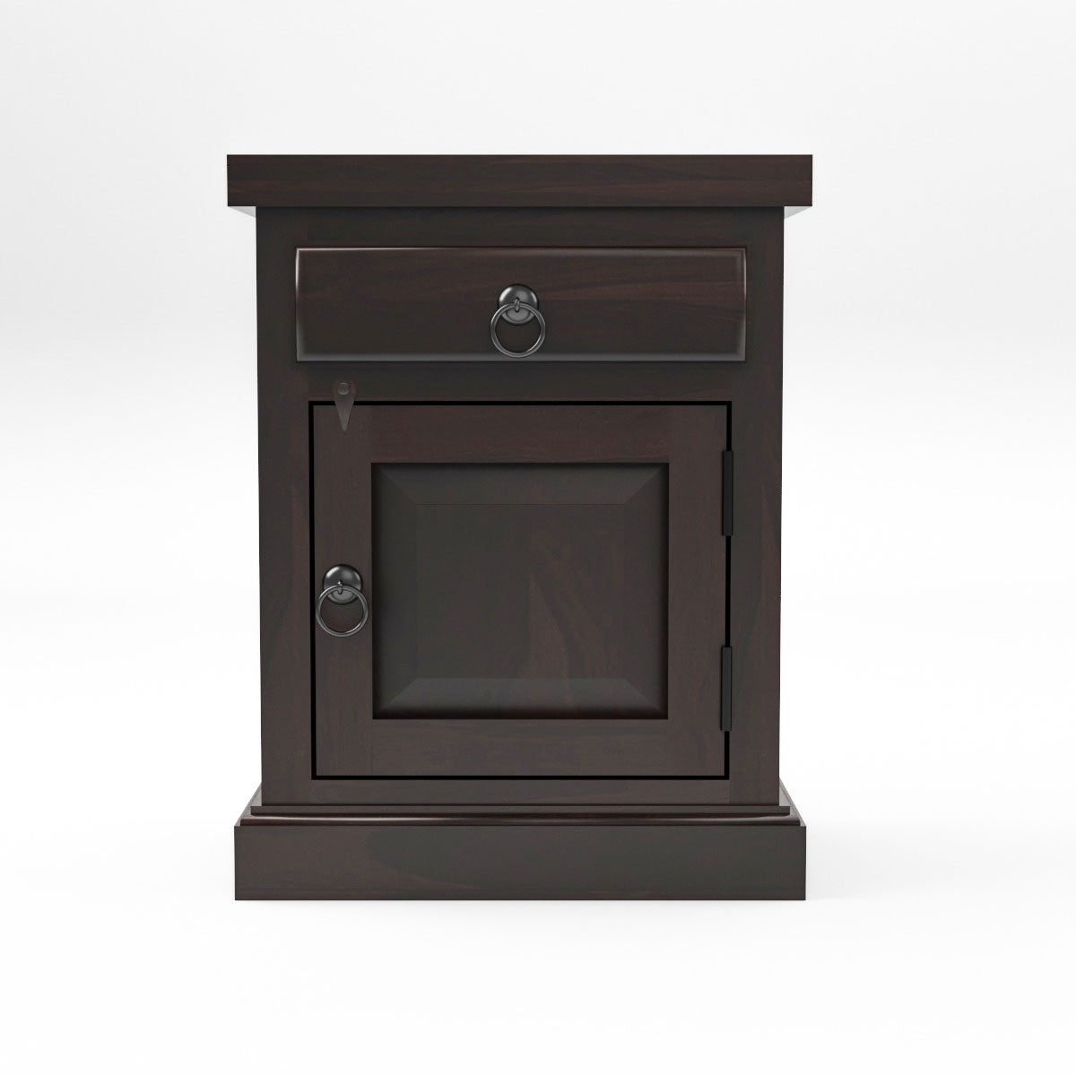 Solid Sheesham Wood Bedside Table with Drawer & Storage Cabinet (Compact Design)