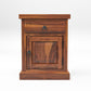 Solid Sheesham Wood Bedside Table with Drawer & Storage Cabinet (Compact Design)