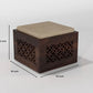 Handcrafted Solid Wood Coffee Table with Carved Ottoman Stools