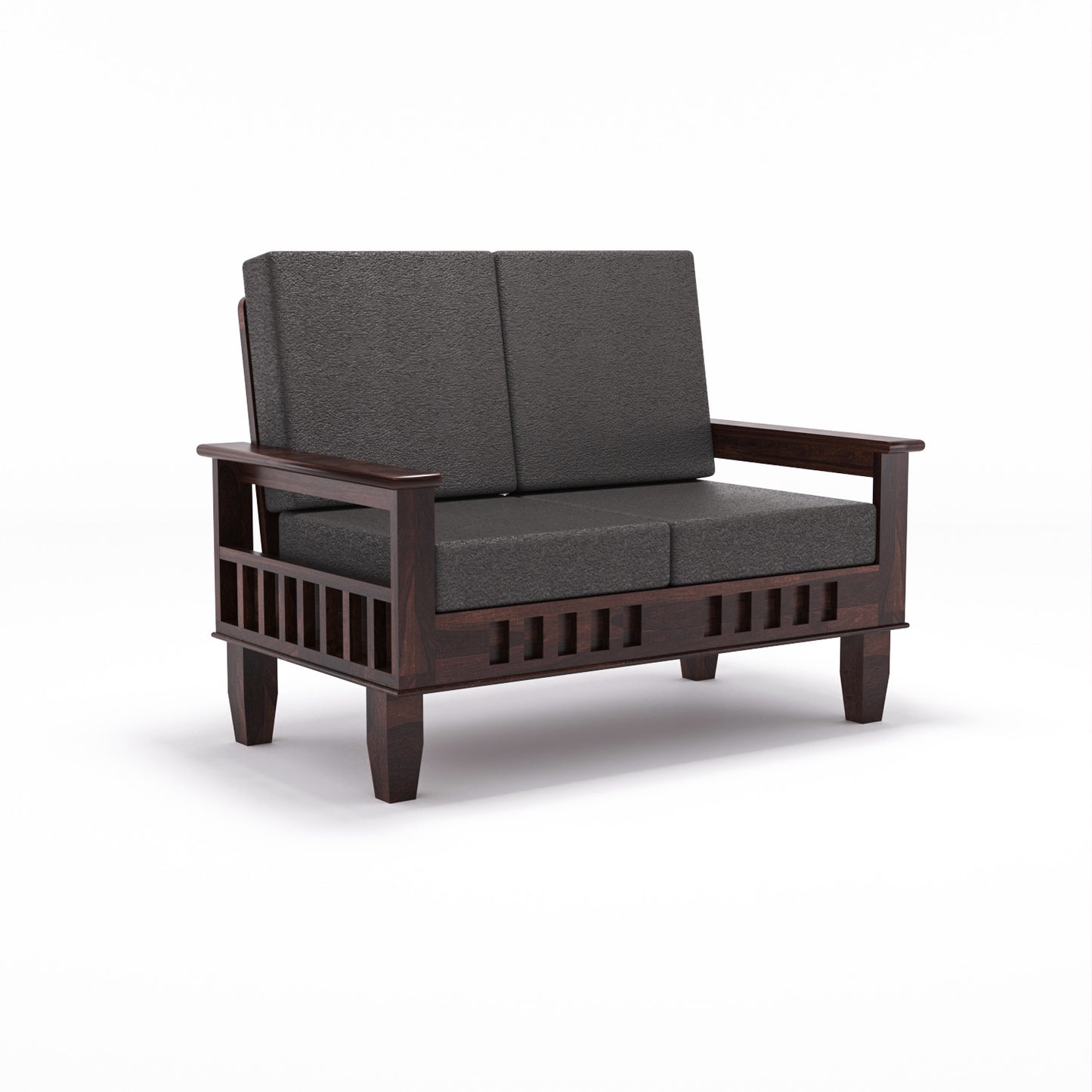 Premium Solid Wood 6 Seater Sofa Set (3+2+1) with Cushioned Seating | Natural & Walnut Finish
