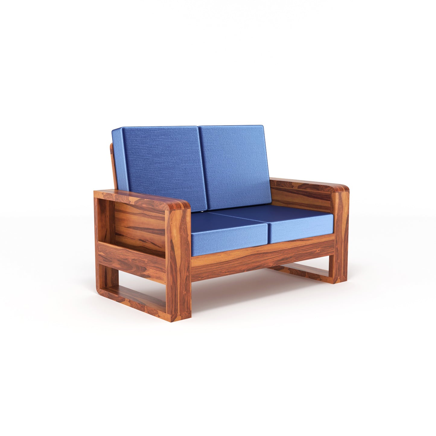 Solid Wood 7 Seater Sofa Set (3+2+2) | Natural & Walnut Finish Wooden Sofa with Cushions