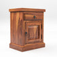 Solid Sheesham Wood Bedside Table with Drawer & Storage Cabinet (Compact Design)
