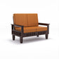 Solid Wood 4 Seater Sofa Set (Set of 2) | Natural & Walnut Finish Wooden Sofa with Cushions