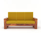 Solid Wood 3 Seater Sofa | Natural & Walnut Finish Wooden Sofa with Cushioned Seating