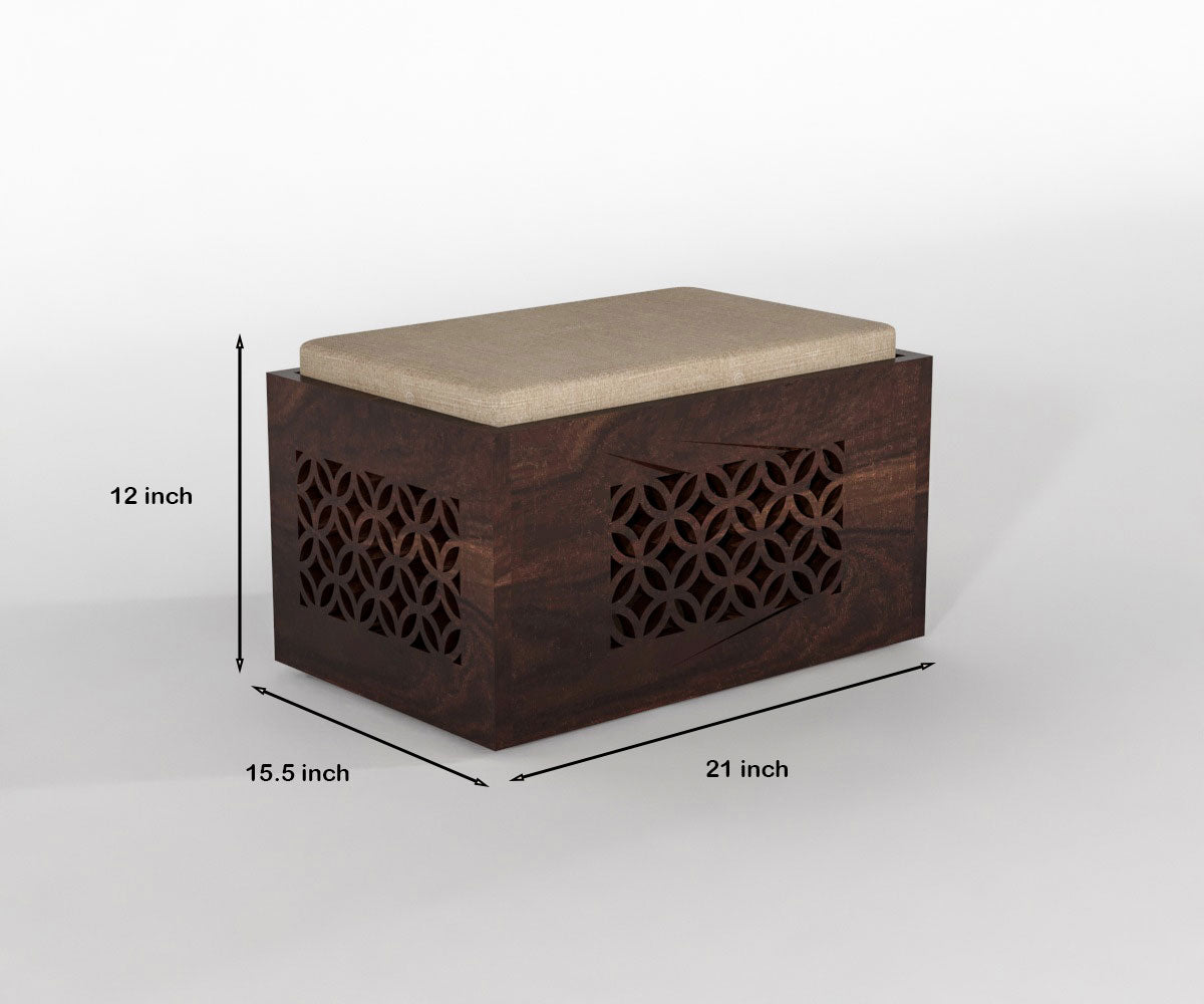 Solid Wood Coffee Table with 4 Stools