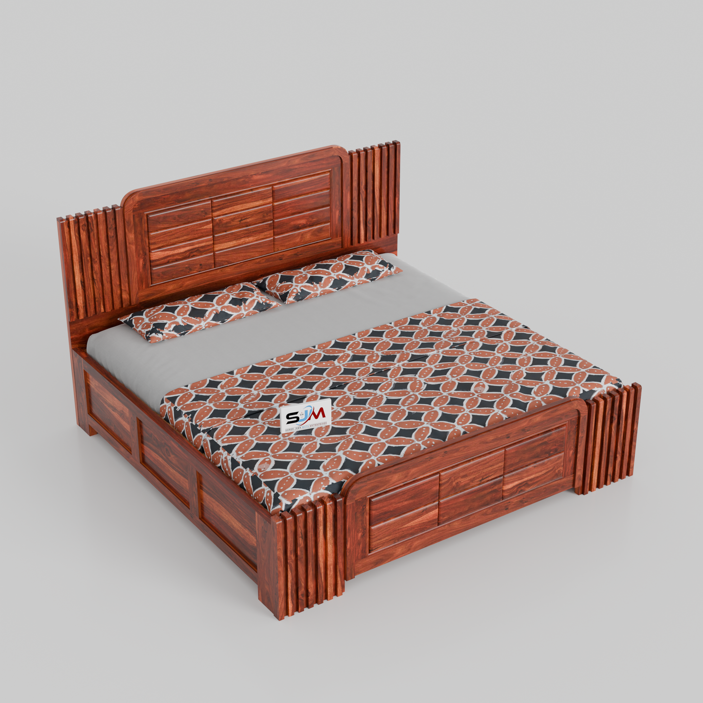 Sheesham Wood King Size Bed with Box Storage