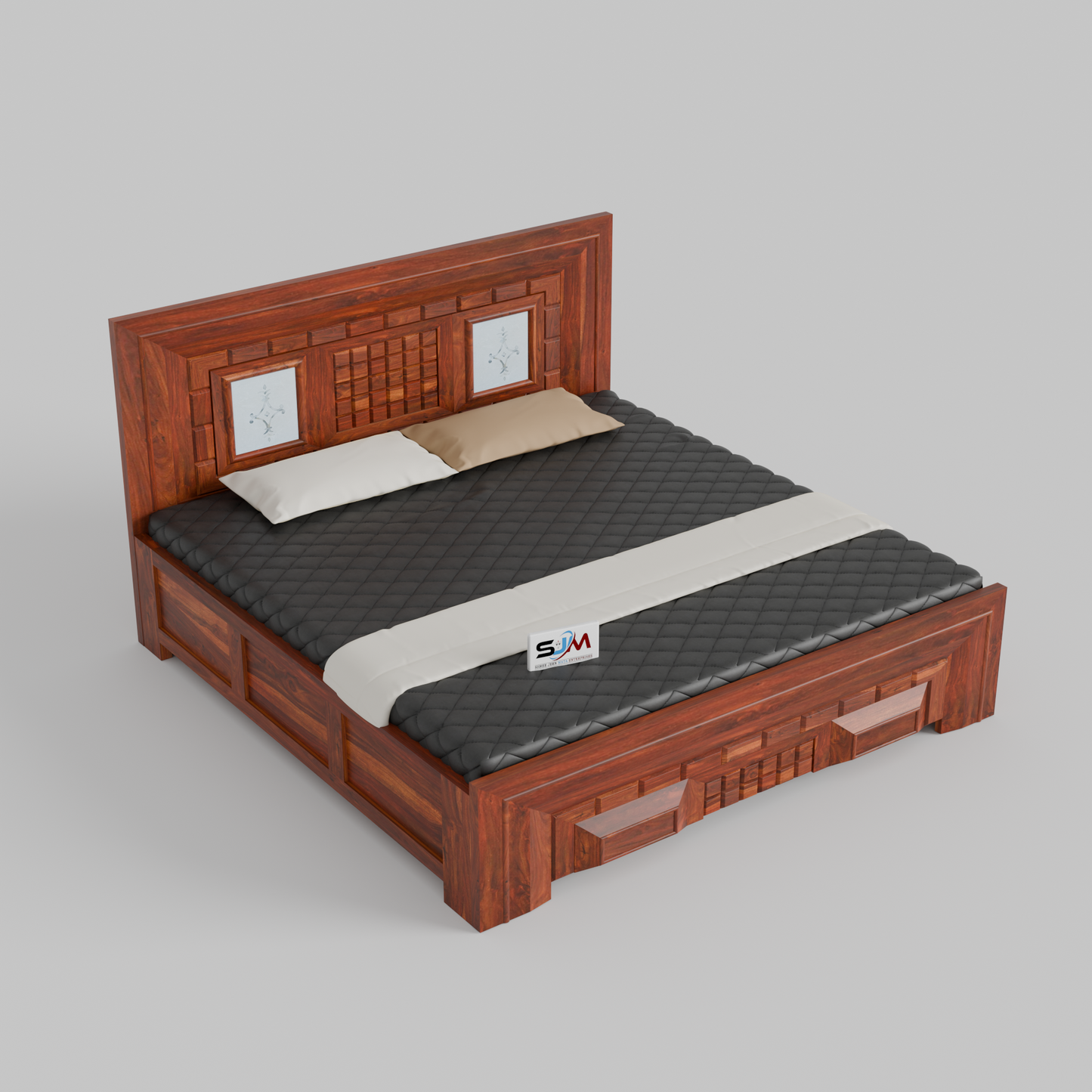 Luxury King Size Wooden Storage Bed for bedroom