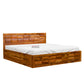 Solid Wood Queen Size Bed with Geometric Panel Headboard