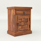 Solid Sheesham Wood Bedside Table with Drawer & Storage Cabinet