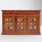 Solid Teak Wood Storage Cabinet with Handcrafted Tile Doors