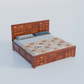 Solid Sheesham Wood Storage Bed with Designer Headboard