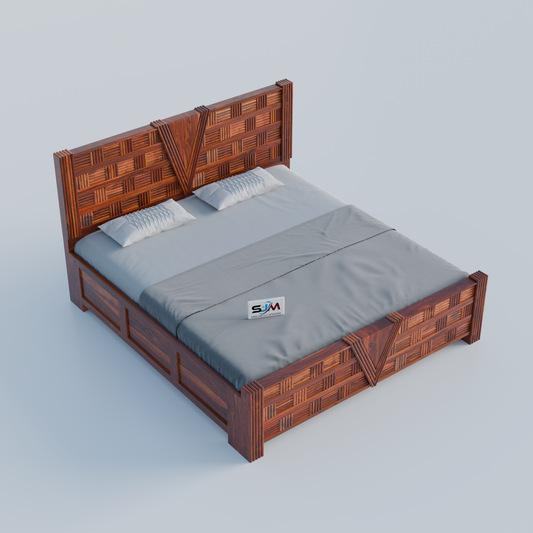Premium Wooden Storage Bed with Designer Headboard
