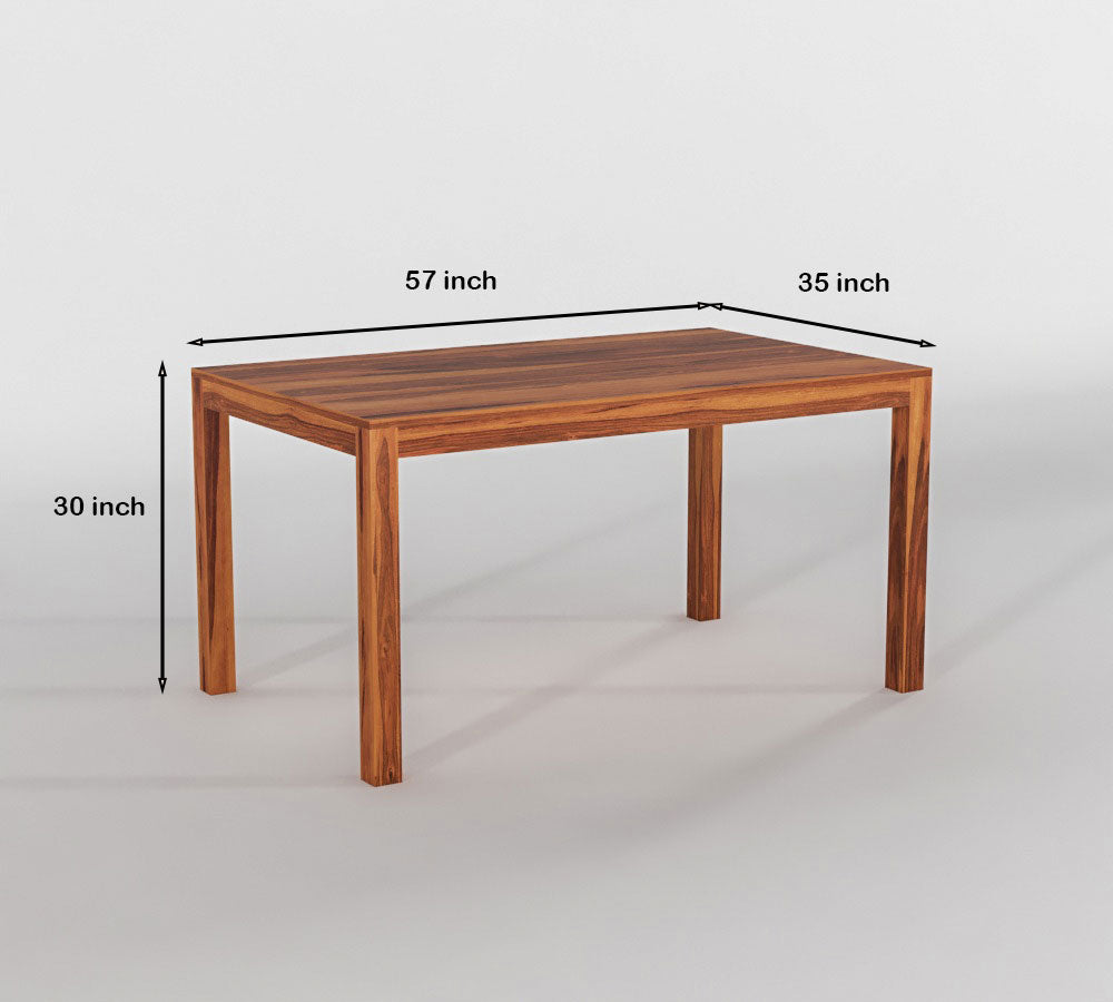 Solid Wood 6 Seater Dining Table Set with Cushioned Chairs
