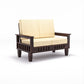 Solid Wood 4 Seater Sofa Set (Set of 2) | Natural & Walnut Finish Wooden Sofa with Cushions