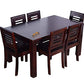 Jeenwood Wooden Solid Sheesham Wood 6 Seater Dining Table with Chairs for Living Room Home | Wooden Dining Set Furniture | Dining Table with 6 Chairs - Walnut Finish