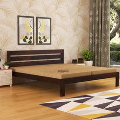 Jeenwood Solid Sheesham Wood King Size Bed for Bedroom | Hotel | King Size Bed Without Mattress | Wooden Bed for Home | Solid Wood Bed | Without Mattress - Walnut Finish