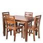 Jeenwood Wooden Solid Sheesham Wood Dining Table 4 Seater, Wooden Dining Table Set with 4 Chairs, Home Dining Room Furniture Teak Wood Dining Table 4 Seater, Brown Teak Finish - Natural Finish