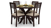 Jeenwood Solid Sheesham Teak Wood Round Dining Table 4 Seater with Chairs Sets | Round Dining Table 4 Seater Wooden | Dining Table 4 Seater Set | Dining Room Sets Furniture Walnut Finish - Brown