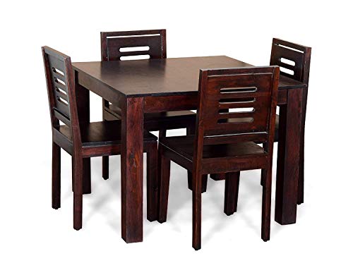Jeenwood Solid Sheesham Wood 4 Seater Dining Table Set with Chairs for Living Room | Wooden Four Seater Dining Table 4 Seater Set | Solid Wood Dining Table Set - Mahogany Finish 1