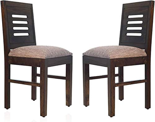 Jeenwood Solid Sheesham Teak Wood Wooden Dining Chair Set of 2 | Study Chair for Dining Chair Set of 2 Office Chair | Living Room Garden and Outdoor Office Chairs Set of 2 - Black Finish