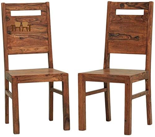 Jeenwood Sheesham Wood Dining Study Chairs with Cushion - Dining Chair Set of 2 | Wooden Chair for Living Room Dining Room - Solid Wood Chairs for Home Office Work - Honey Finish