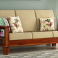 Solid Wooden Sheesham Teak Wood Sofa Set 3 Seater | Home Furniture Living Room | 3 Seater Sofa Set Wooden | Office Furniture Sofa Set | Without Pillow | Cream Cushions - Honey Finish 1