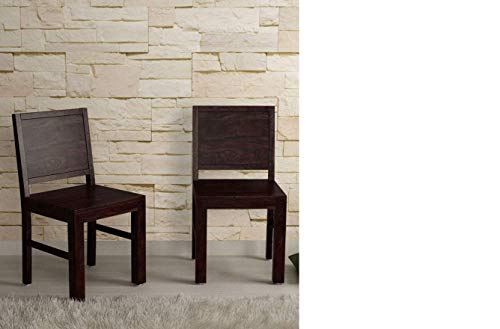 Jeenwood Solid Sheesham Teak Wood Wooden Dining Chair Set of 2 | Study Chair for Wooden Dining Chair Set of 2 Office Chair | Dinin Room Set Living Room - Walnut Finish