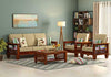 Jeenwood Sheesham Teak Wood Solid 5 Seater Sofa Set with Cream Cushions - Teak Finish - Teak Finish