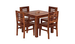 Jeenwood Sheesham Teak Wood Dining Table 4 Seater Set, 4 Seater Dining Table Wooden, Wooden Dining Table with 4 Chair, Teak Wood Dining Table Set - Teak - Natural