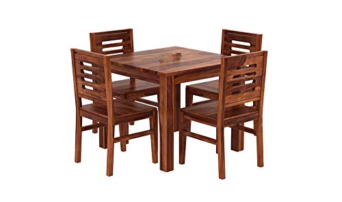 Jeenwood Sheesham Teak Wood Dining Table 4 Seater Set, 4 Seater Dining Table Wooden, Wooden Dining Table with 4 Chair, Teak Wood Dining Table Set - Teak - Natural