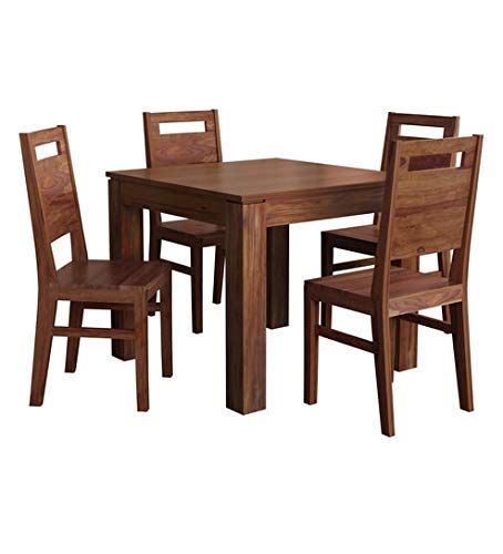 Jeenwood Modern Furniture Sheesham Wood 4 Seater Dining Table Set Dining Table with 4 Chairs Dinner Table Set for Dining Room Home,Hotel and Office - Brown