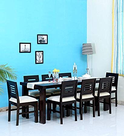 Jeenwood Sheesham Wood Dining Table 8 Seater | Dinning Table with 8 Chairs | Dining Room Furniture - Brown