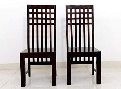 Jeenwood Solid Sheesham Teak Wood Wooden Dining Chair Set of 2, Study Chair for Wooden Dining Chair Set of 2 Office Chair, Dining Room Set Living Room, Teak Finish - Walnut Finish