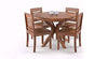 Jeenwood Solid sheesham Wood Round Dining Table with 4 Chair Honey Teak Finish - Honey Teak Finish