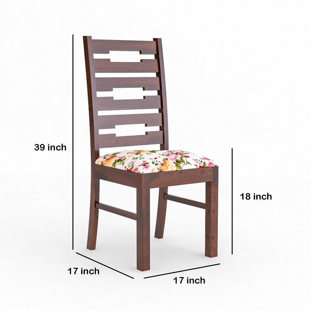Solid Wood 4 Seater Dining Table Set with Cushioned Chairs