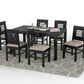 Solid Wood 6 Seater Dining Table Set with Cushioned Chairs