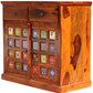 Handcrafted Solid Wood Cabinet with Artistic Hand-Painted Tile Doors