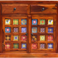 Handcrafted Solid Wood Cabinet with Artistic Hand-Painted Tile Doors