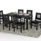 Solid Wood 6 Seater Dining Table Set with Cushioned Chairs