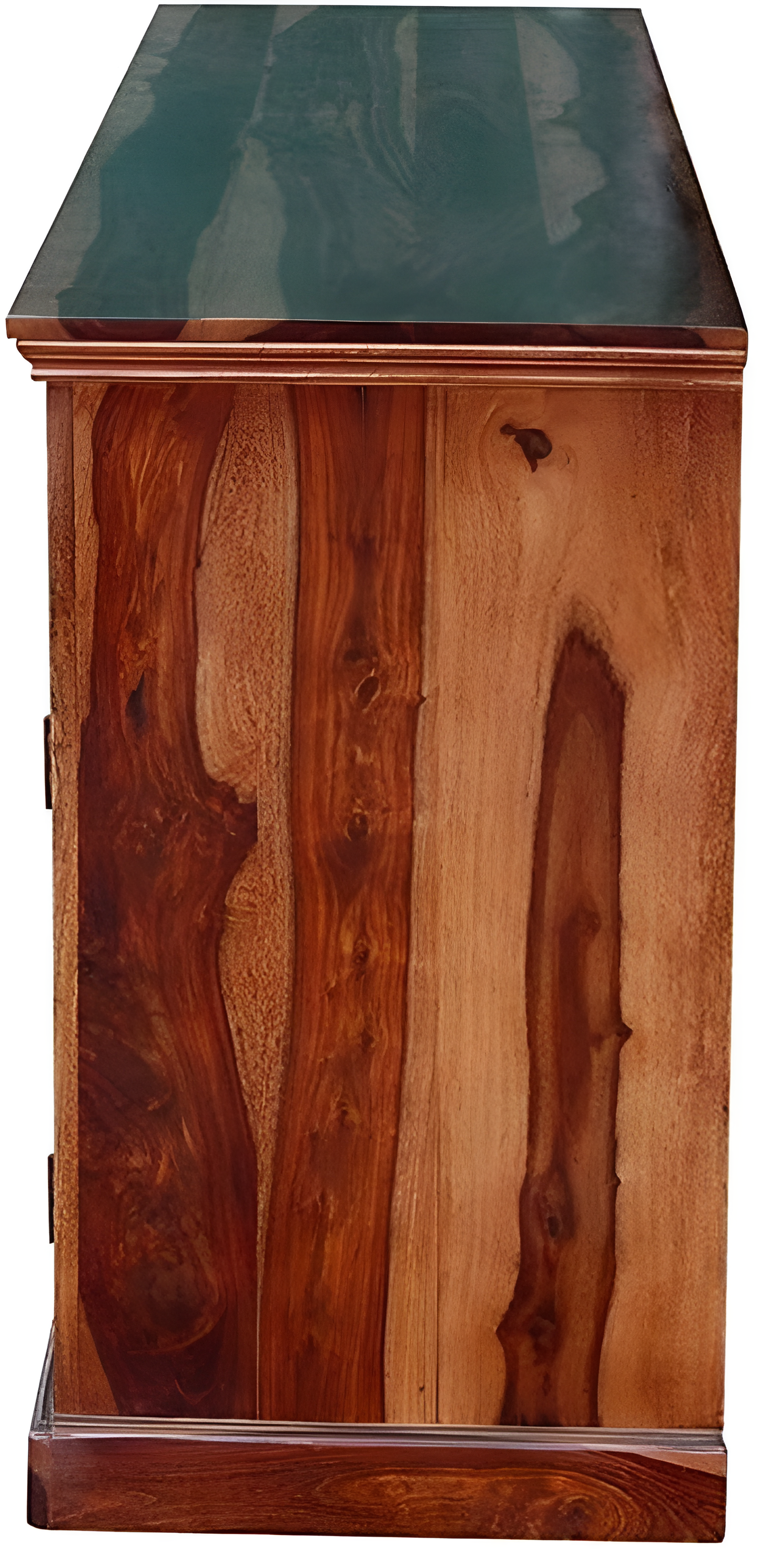 Handcrafted Solid Wood Sideboard with 3D Geometric Carved Doors & Top Drawers