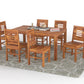 Solid Wood 6 Seater Dining Table Set with Cushioned Chairs