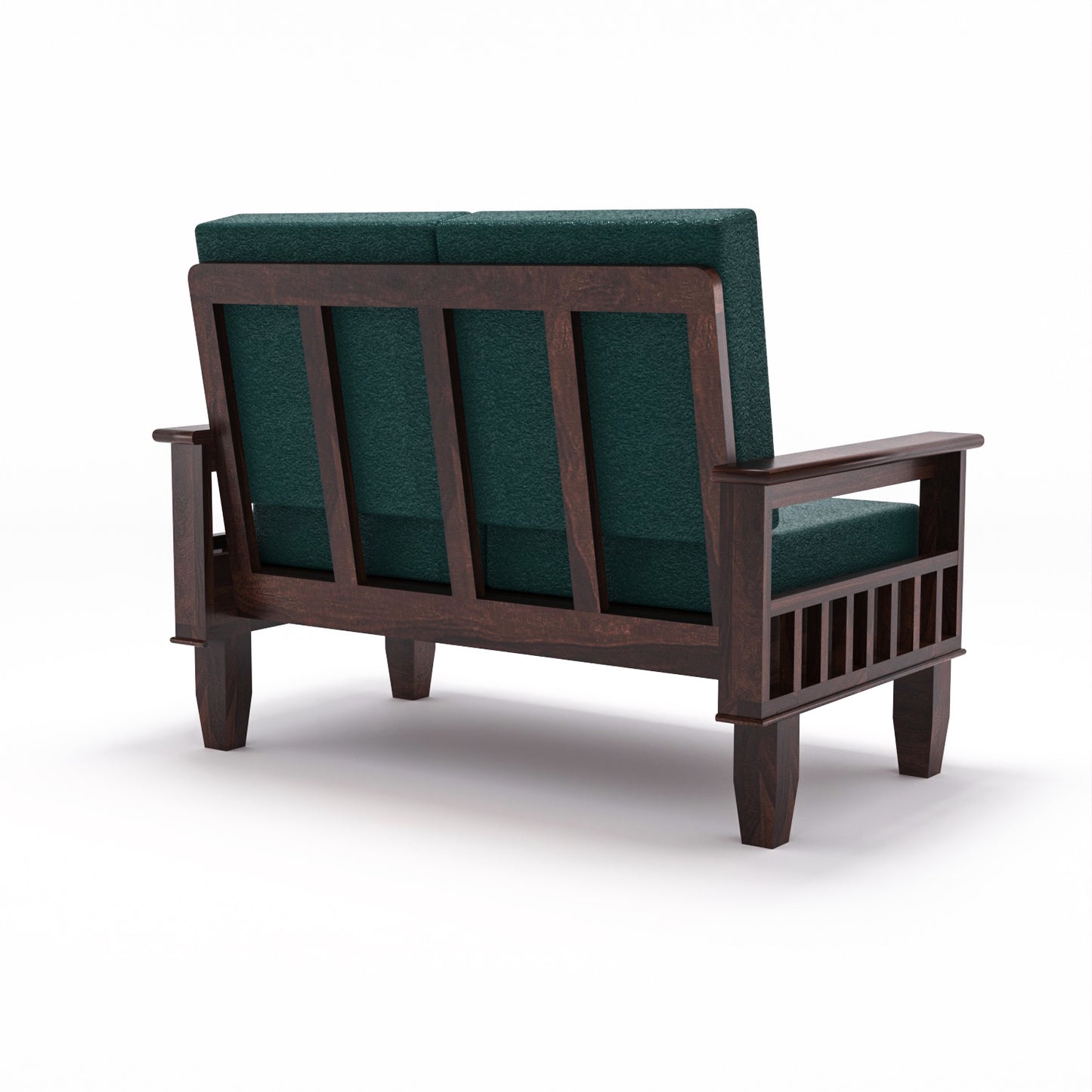 Solid Wood 4 Seater Sofa Set (Set of 2) | Natural & Walnut Finish Wooden Sofa with Cushions