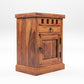 Solid Sheesham Wood Bedside Table with Drawer & Storage Cabinet