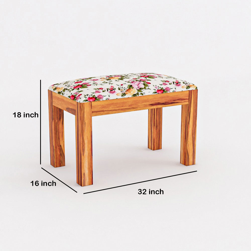Solid Wood 4 Seater Dining Table Set with Foam Cushioned Chairs & Bench