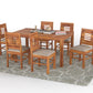Solid Wood 6 Seater Dining Table Set with Cushioned Chairs