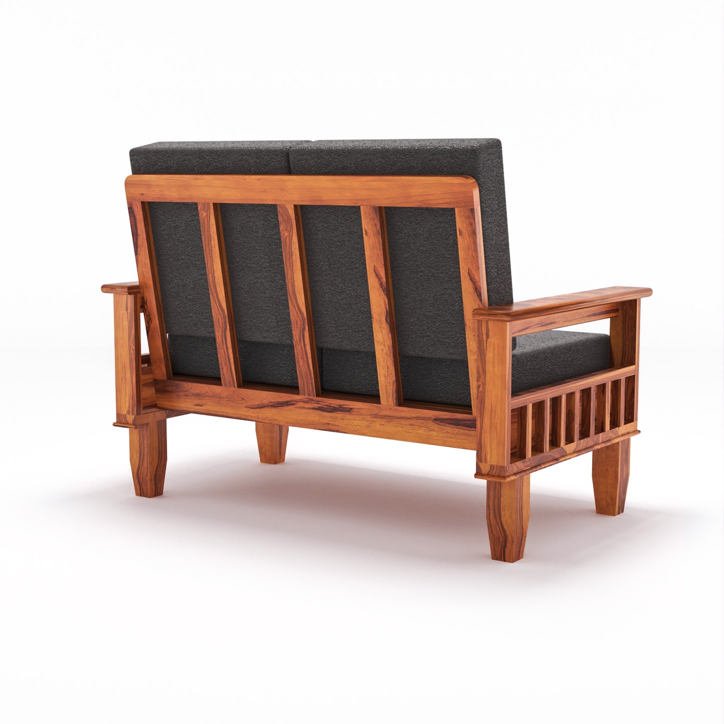 Premium Solid Wood 6 Seater Sofa Set (3+2+1) with Cushioned Seating | Natural & Walnut Finish