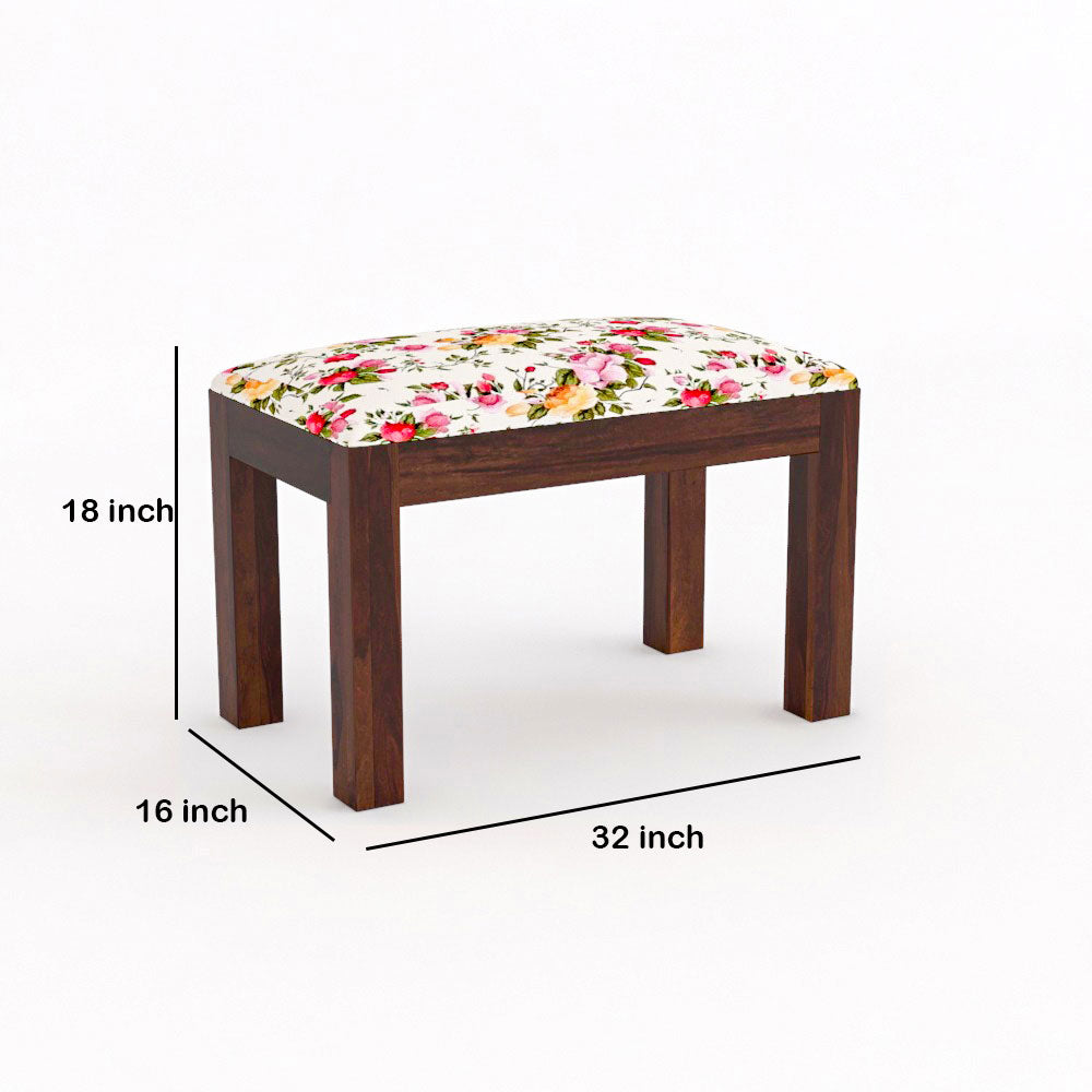 Solid Wood 4 Seater Dining Table Set with Foam Cushioned Chairs & Bench
