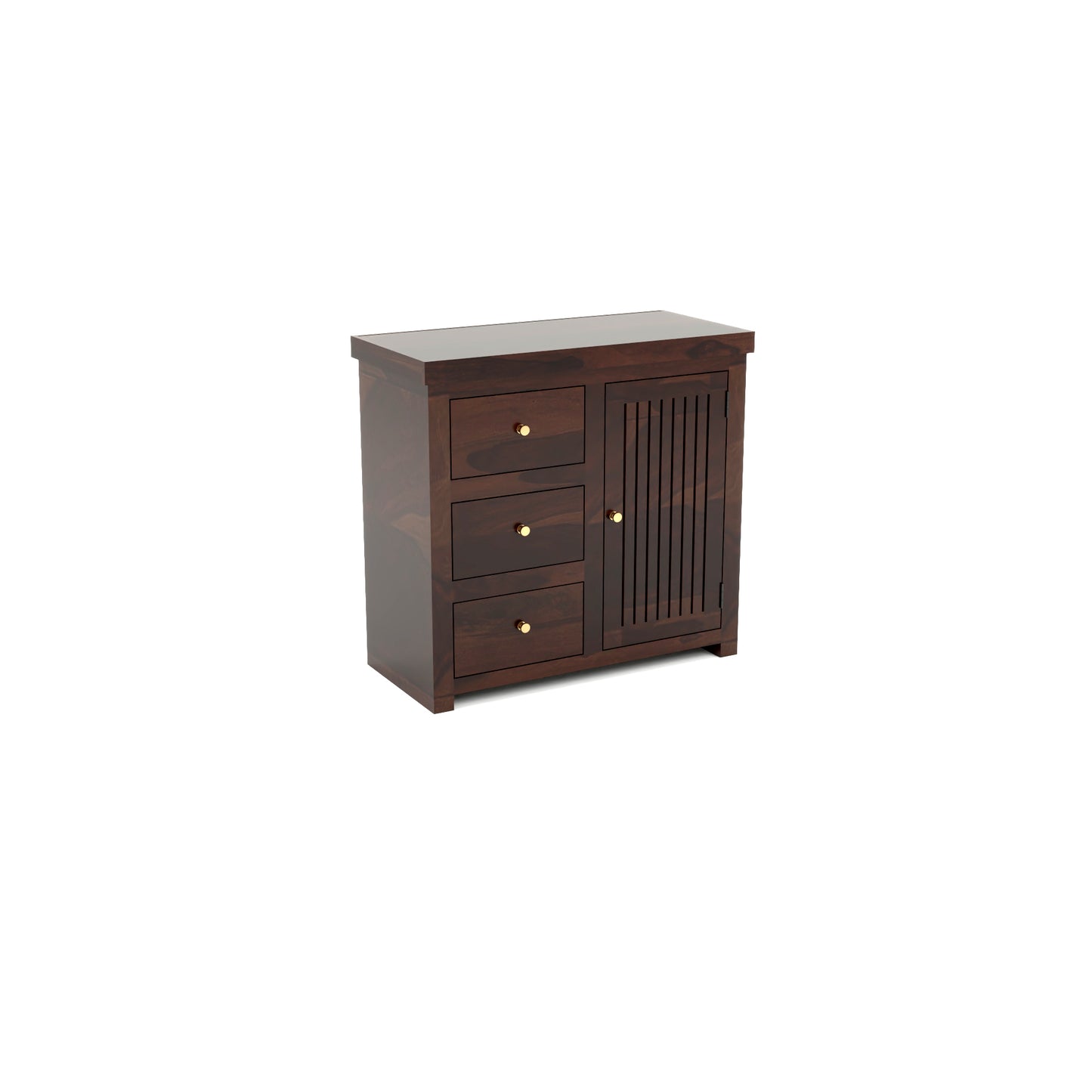 Solid Teak Wood Storage Cabinet with Drawers & Door